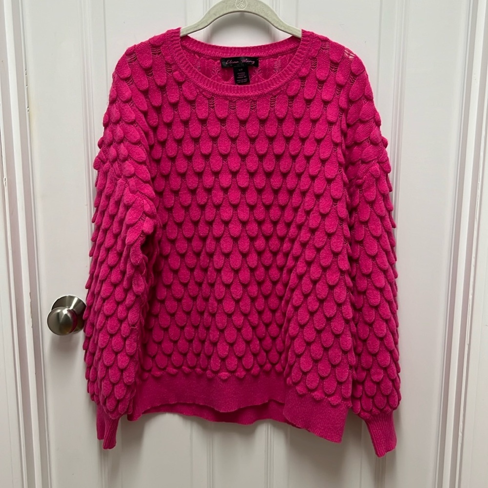 Elena‎ Wang Pink Textured Sweater - Large